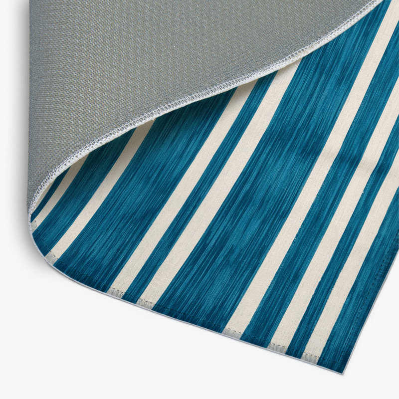 Tapis intérieur / extérieur bleu HorizontalStripes, Rectangulaire 2 pi x 3 pi