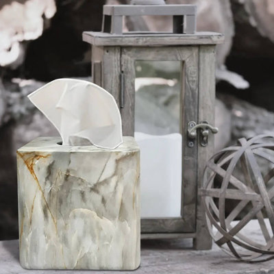 Housse pour boîte à mouchoirs Oneita Boutique | Porte-boîte à mouchoirs carré en résine | Finition marbre
