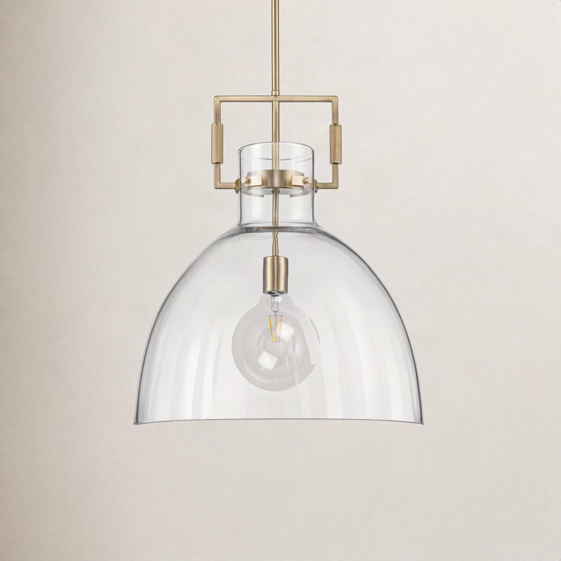 Miami 1-Light Dimmable Dome Pendant, Antique Gold