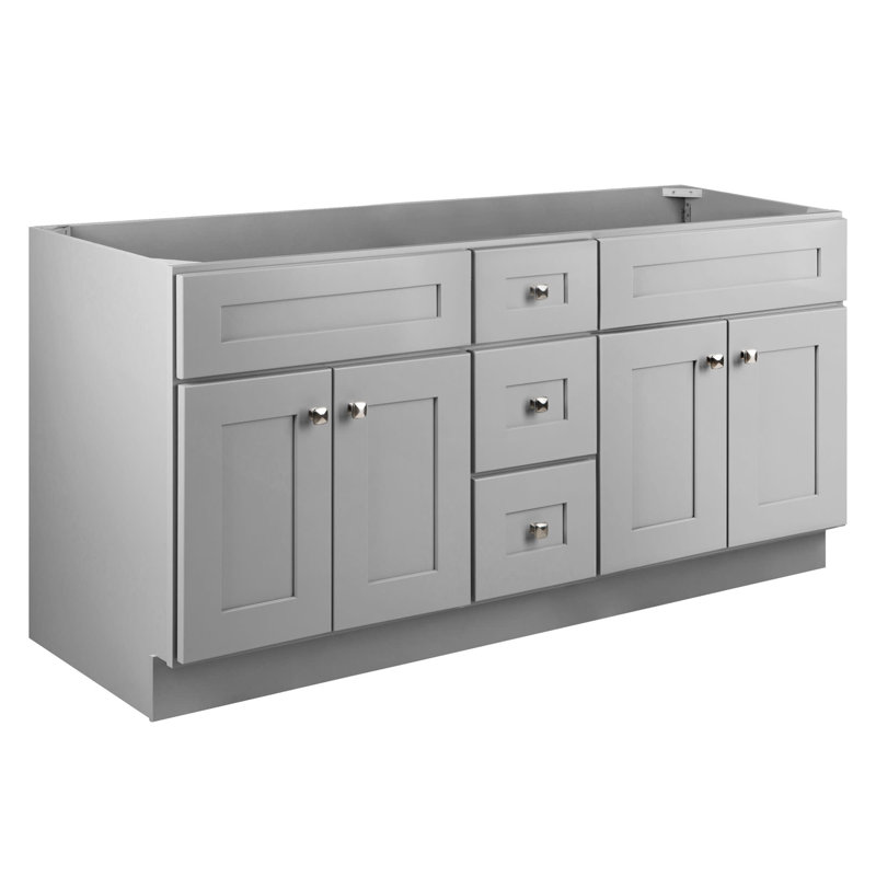 Brookings 60 Inch Bathroom Vanity, Shaker, Solid Wood, Fully Assembled, Sherwin Williams – Design House, 214999, Gray