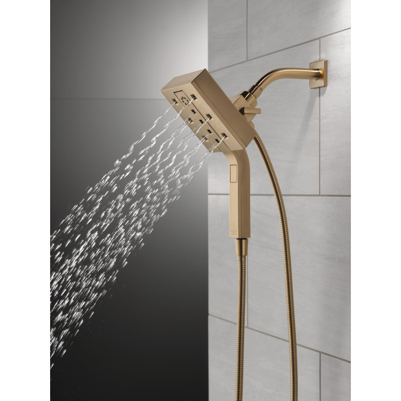 Pomme de douche double 2,5 GPM avec technologie H2Okinetic, Bronze champagne