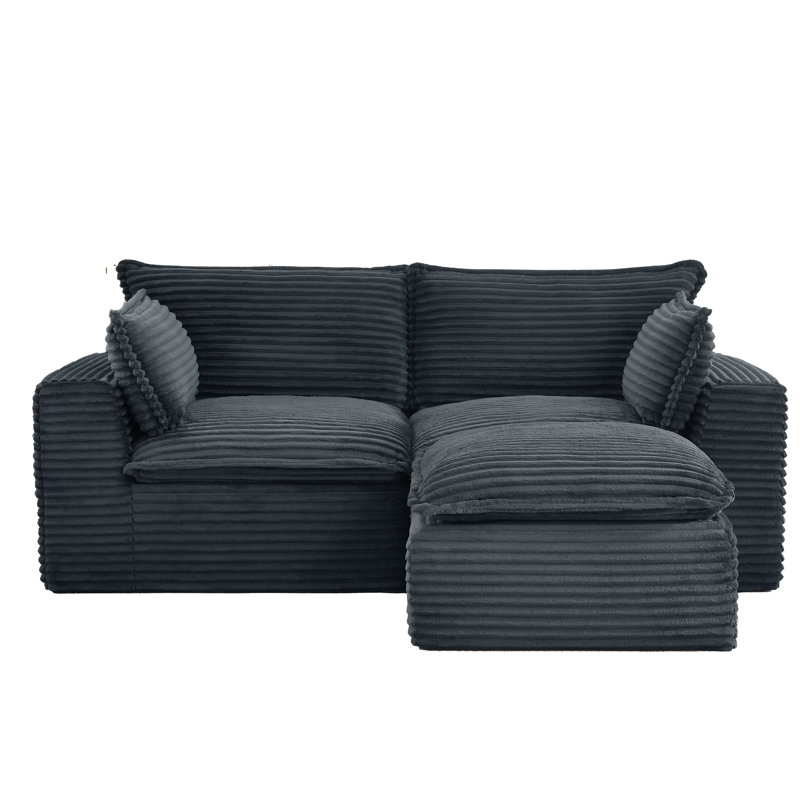 78.8"Cloud Modular Sectional Sofa With Ottoman, No Assembly Required, Gray Corduroy