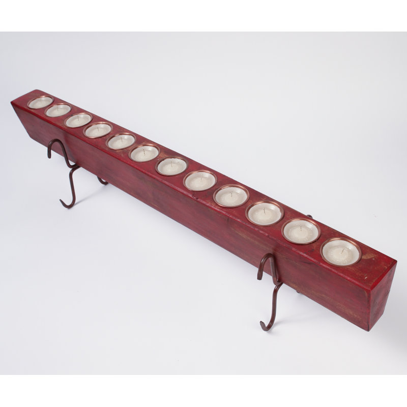 Photophore en bois, Rouge