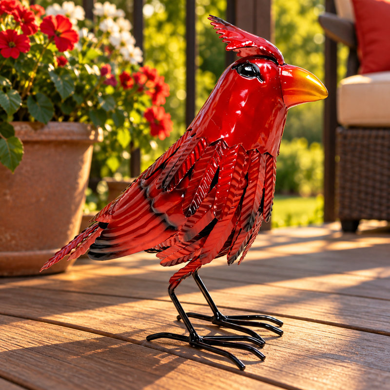 Sculpture de jardin debout cardinal rouge