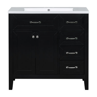 Ensemble de meuble-lavabo 36 po avec lavabo, armoire de salle de bain avec tiroirs, structure solide et panneau en bois aggloméré