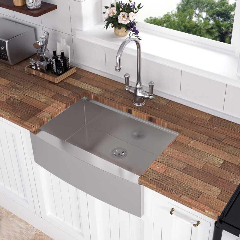 33'' L Farmhouse / Apron Single Bowl Stainless Steel Kitchen Sink