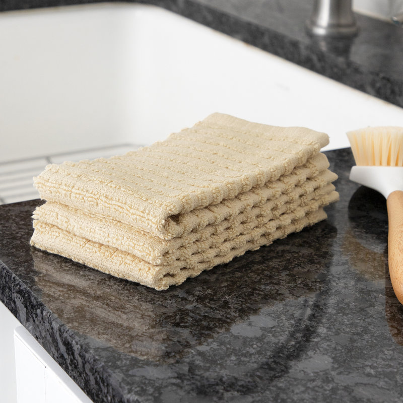 Cotton Waffle Dish Cloth Kitchen Towel, Latte