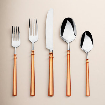 Regal Copper Handle 18/10 Stainless Steel 20 Piece Flatware Set, Service For 4