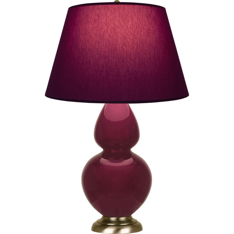 Lampe de table double gourde en céramique, Prune / lavande, Sucre prune glacé, Laiton