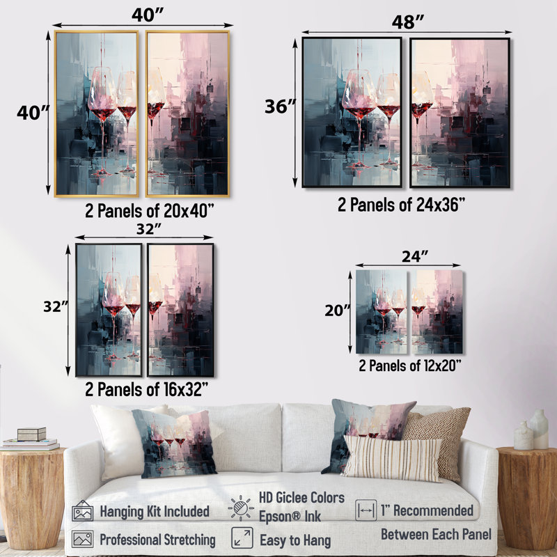 Collage profond de verres à vin - Art mural traditionnel, 32" H x 32" W, Impression encadrée flottante, White