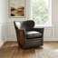 CC 29" W Genuine Leather Swivel Club Chair-58828055