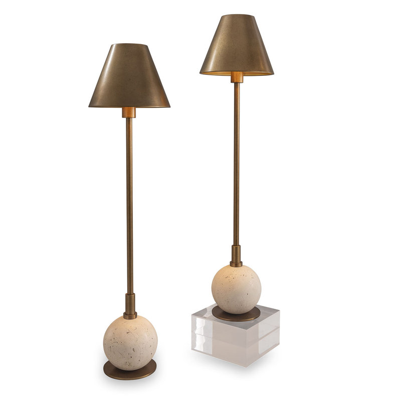 Boston Buffet Table Lamp Set, Aged Brass