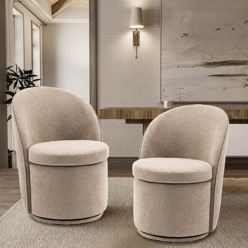 Chaises de baril rembourrées, chaises de cuisine pivotantes en tissu Boucle, chaises d'appoint à oreilles, chaises de coiffeuse