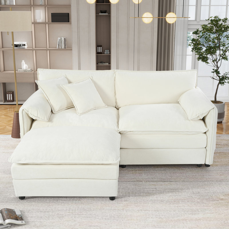 Canapé modulaire Elara, 33.46" H x 75.59" W x 33.86" D, Chenille beige