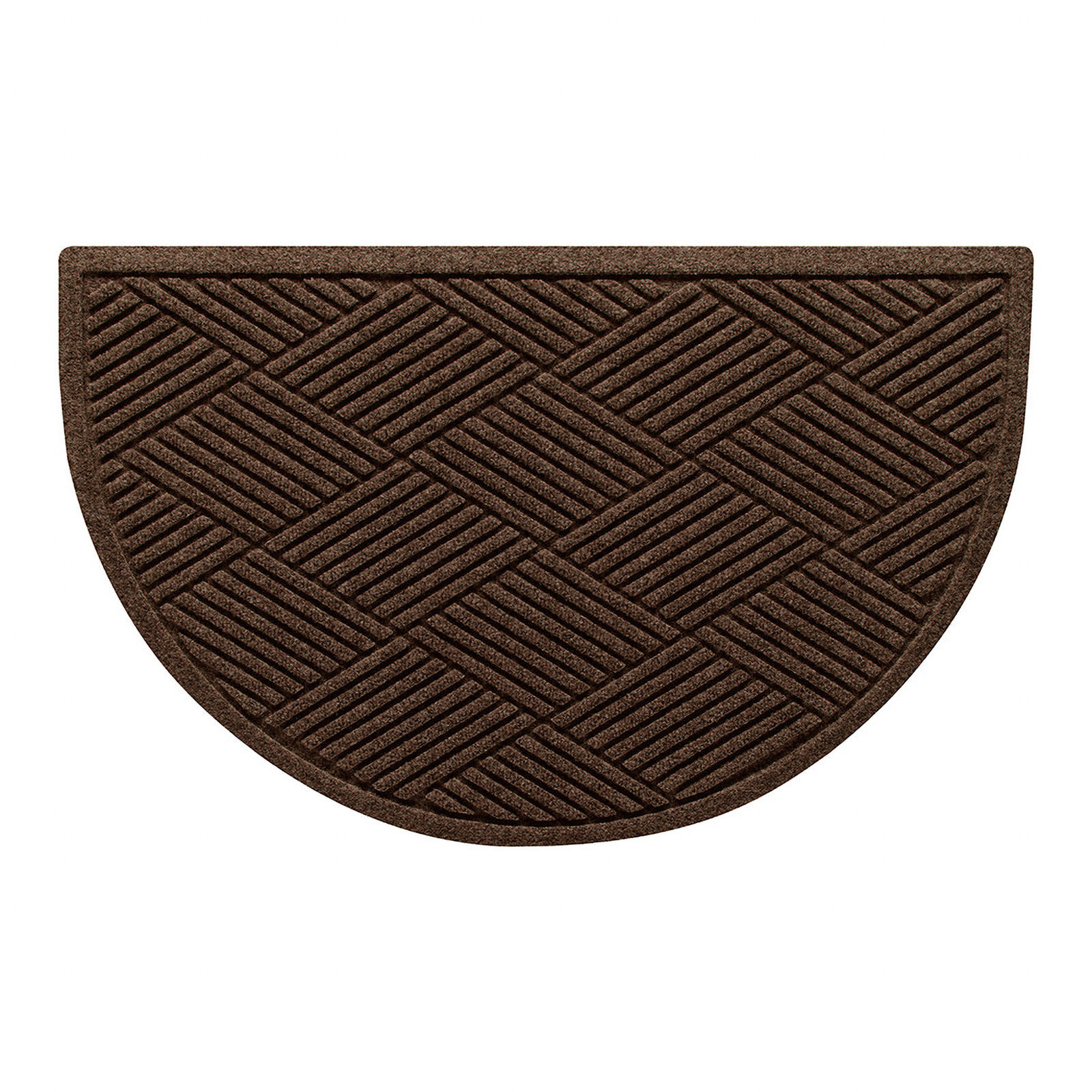 WaterHog® Diamonds Non-Slip Doormat, Dark Brown, Half Oval 24" x 39"