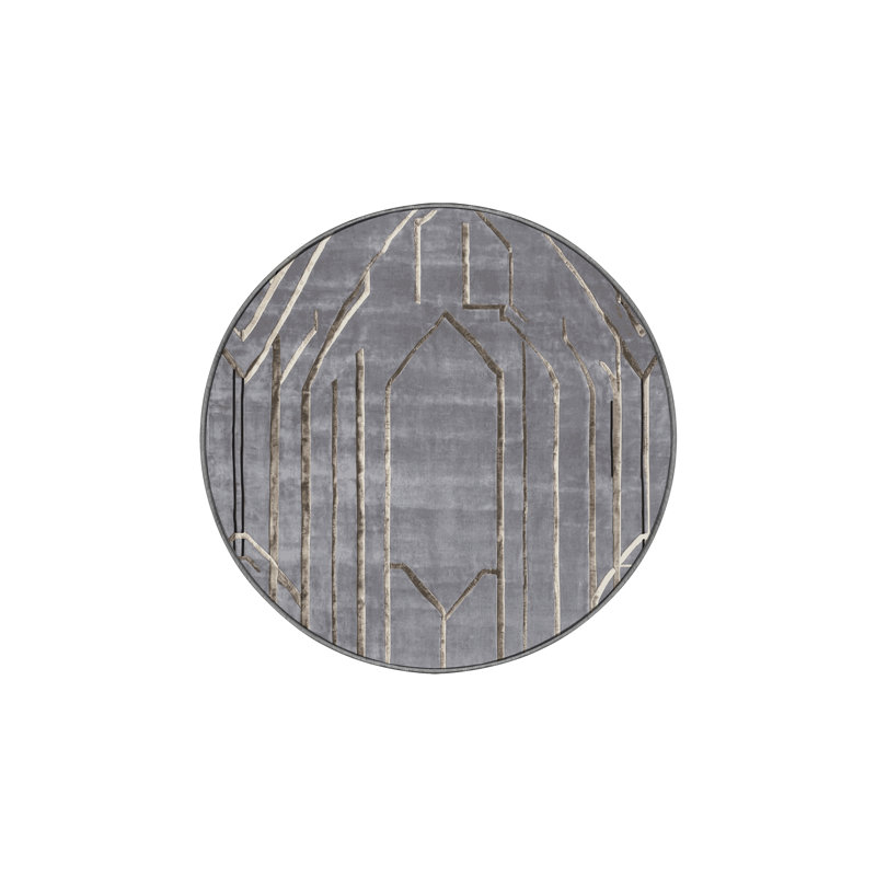 Tapis gris lavable à la machine, Rond 7 pi