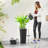 Set Of 2 Outdoor Tall Planters, 23.6 Inch Rattan-look Plastic Flower Pots With Drainage Holes-1728088966