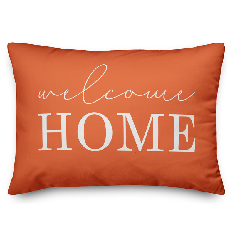 Textual Outdoor Throw Pillow, Orange
