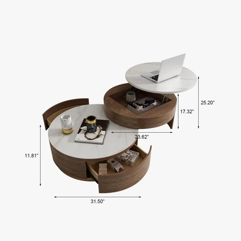 Stone Top Nesting Coffee Table, Brown