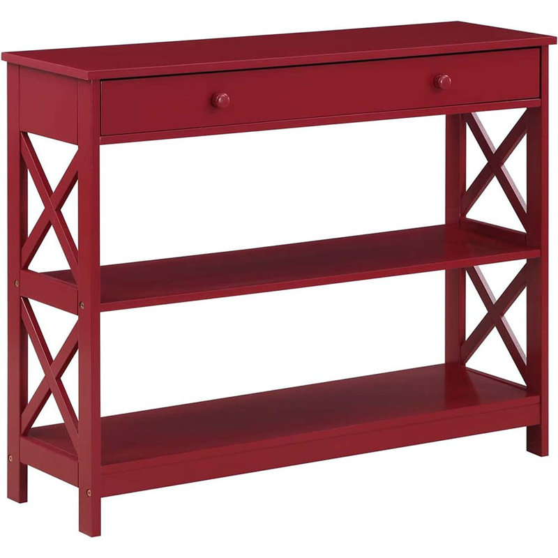 Console à 1 tiroir avec tablettes Oxford, rouge canneberge