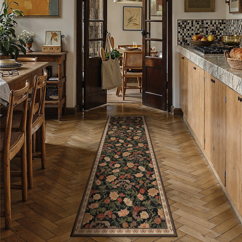 Tapis lavable à la machine Veridian Home, Brown, Tapis de couloir 2 pi x 8 pi