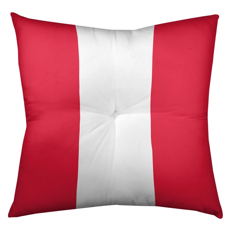  Coussin de sol touffeté, 30 po x 30 po, Rouge / Blanc