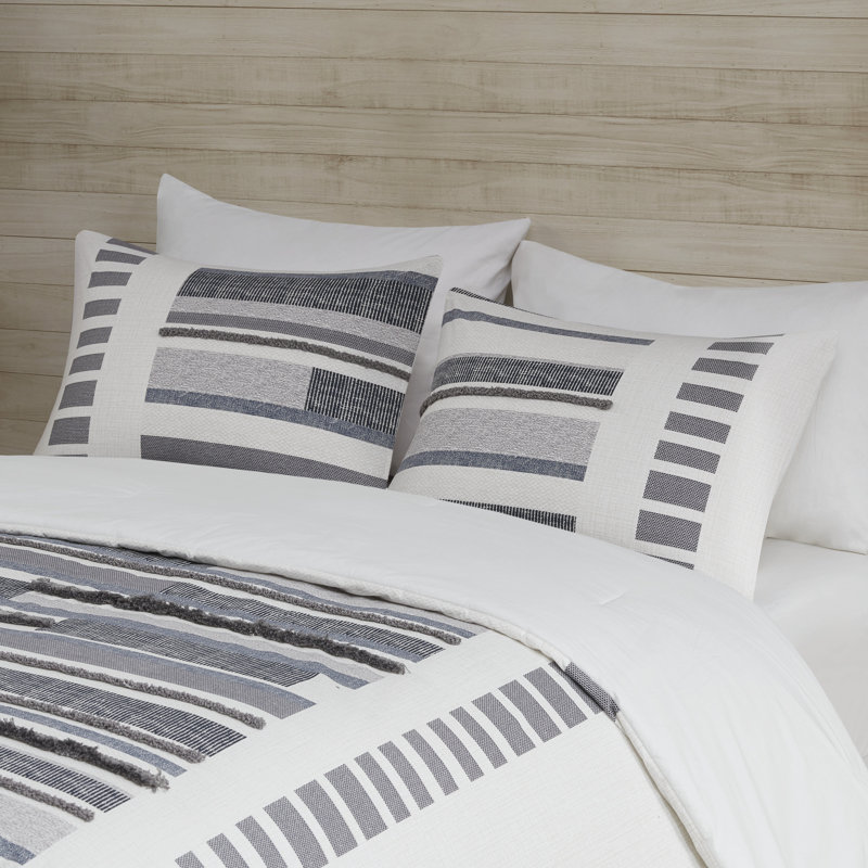 Gray and Navy King Cotton Down Alternative Comforter Set