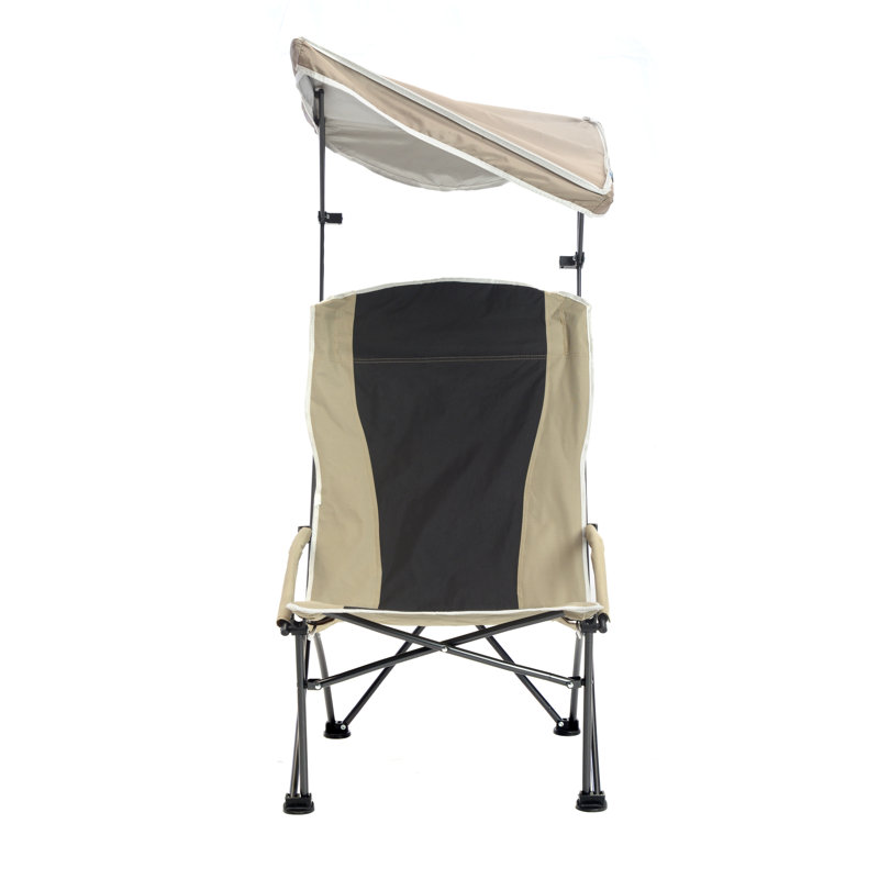 Graphite and Tan High Folding Camping Chair with Canopy