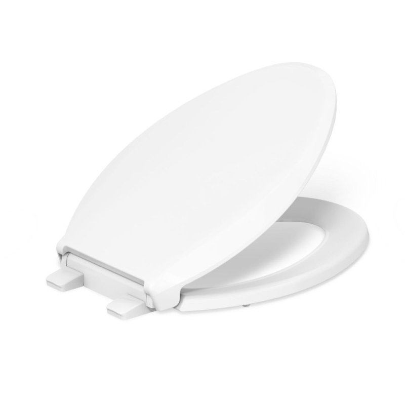 Siège de toilette allongé blanc avec conduit d'alimentation, anneau de cire et trousse de quincaillerie - Ensemble de toilette complet