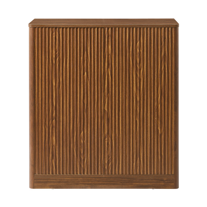 34.3" Modern Wavy Sideboard, Walnut