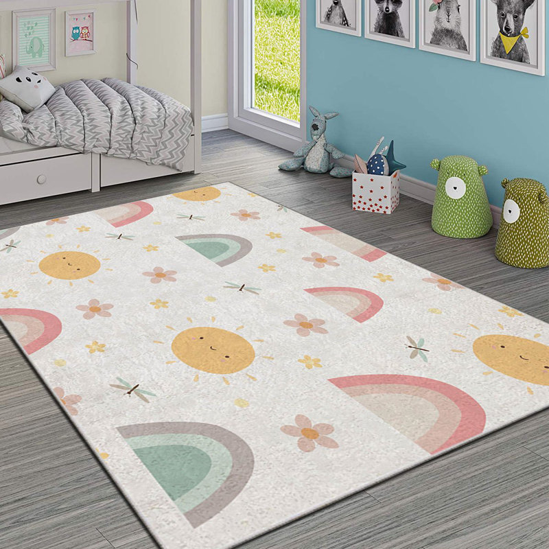 Luxurious Polyester Area Rug, 3.3 x 4.6 Feet | 740 g/m² Velvet Fabric, Non-Slip Felt Dot Underside, Laminated Sponge for Comfort | Antibacterial, Machine Washable at 86°F | Elegant Digital Print Design for Home Décor