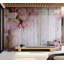Murale florale pelez et collez - Fleurs de pommier sur bois rétro-1640303571