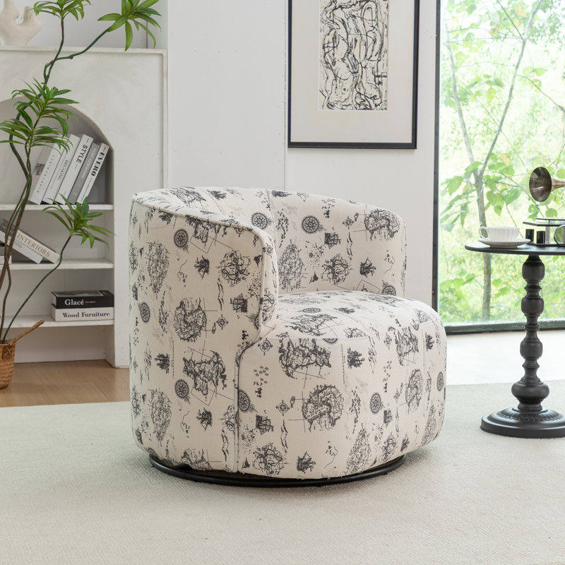 Fauteuil demi-tonneau pivotant rembourré Bryonie