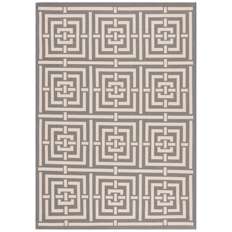 Arneshia Geometric Flatweave 5'3" x 7'6" Gray Indoor/Outdoor Area Rug, Rectangle 5'3" x 7'6"