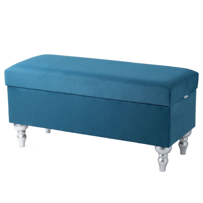 Velvet Upholstered Storage Bench, 47 x 45 x 35 cm