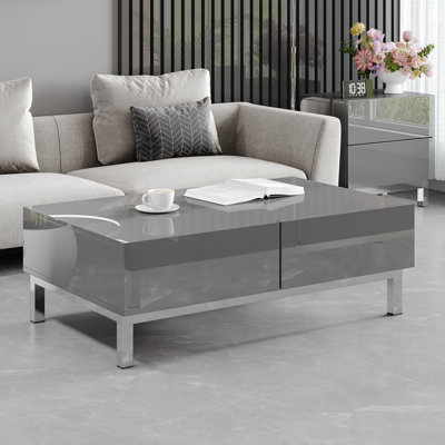 40" High Gloss Electroplated Coffee Table, Gray