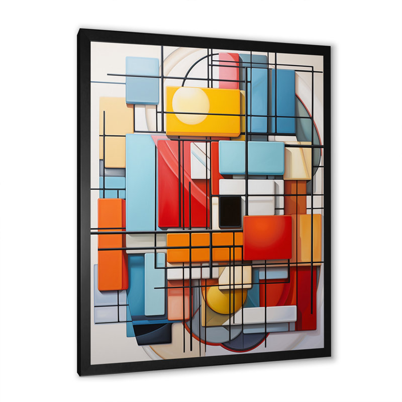 «Geometric Abstraction Composition I», reproduction sur toile, Cadre photo noir, H 44 po x l 34 po x P 1,5 po