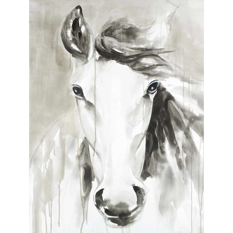Magnifique cheval abstrait - toile grise de bureau pour la décoration intérieure
