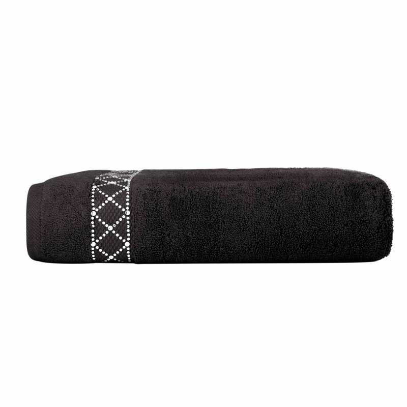 Sparkles Home Atlas Rhinestone Bath Towel | Glamorous Cotton Terry Towel with Glittering Cross Design, Black