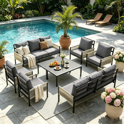 Outdoor Sectional Couch With Coffee Central Table Patio Conversation Sets