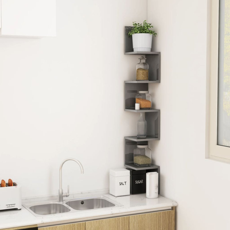 Aydali 5 Piece Corner Shelf, White, 127.5cm H x 20cm W x 20cm D