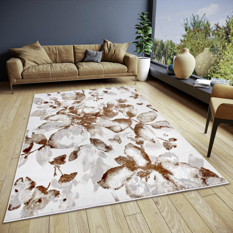 Shine White/Brown Rug, Rectangle 160 x 235cm