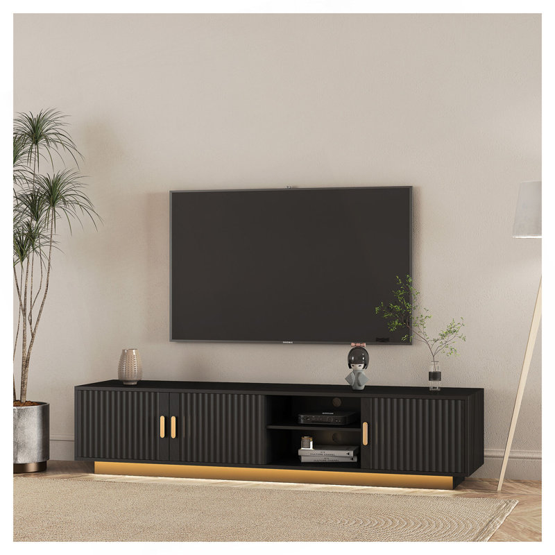 Kristeen TV Stand with LED Lights, Entertainment Center with Storage Cabinet, Console Center for TV up to 80"
