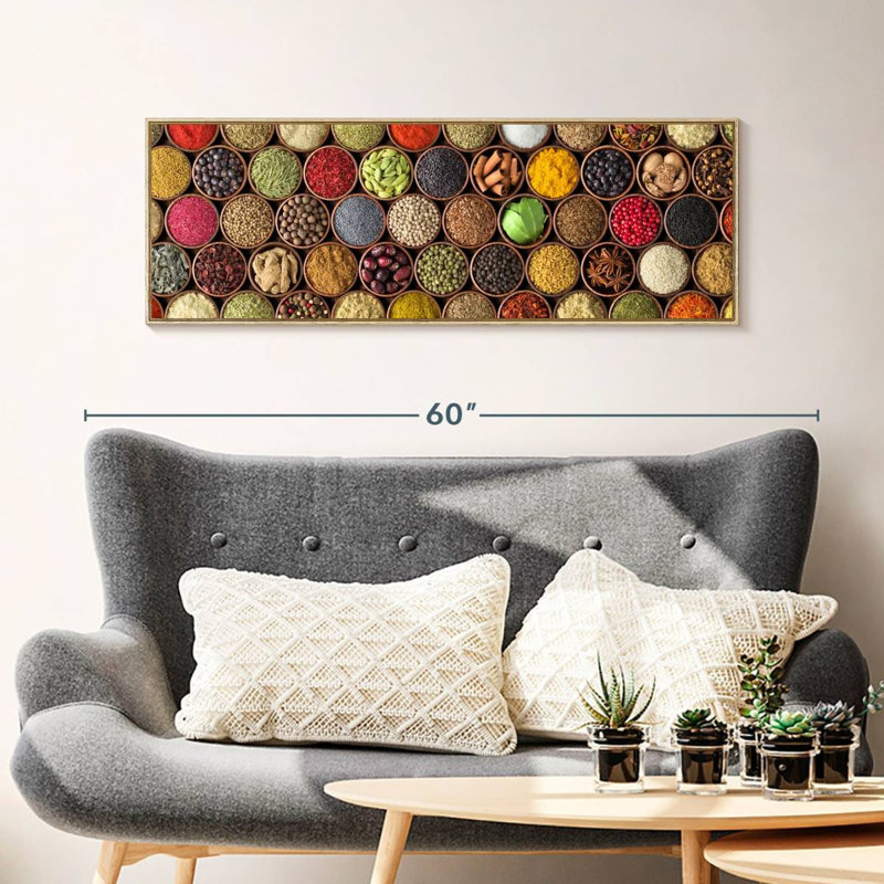 Épice de toutes sortes, Cadre flottant en bois naturel, 43 po x 15 po