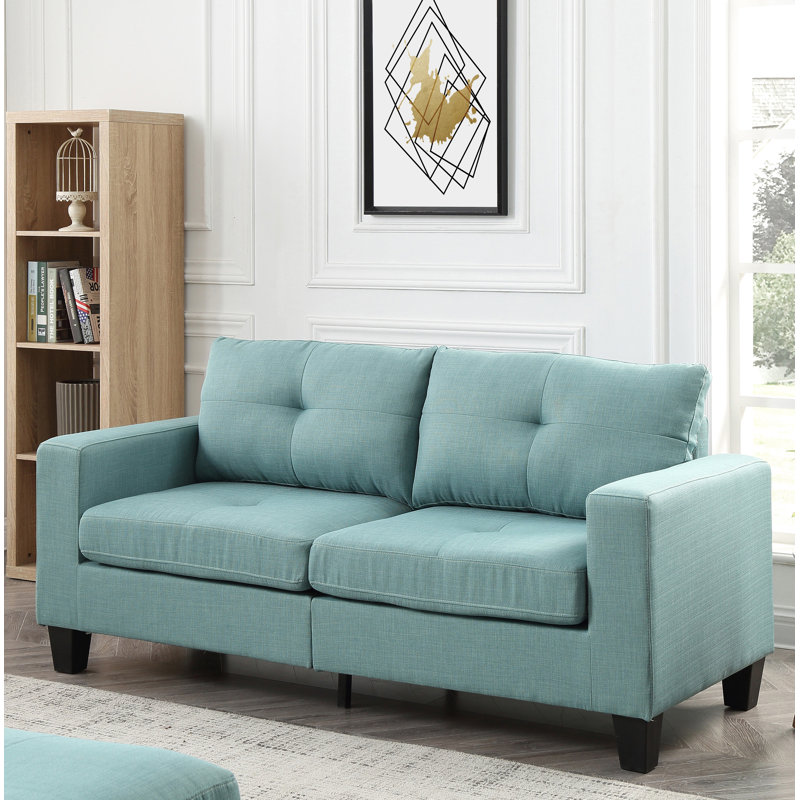 Vegas Square Arm Sofa, Teal Cotton Twill