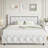 Alber Faux Leather Diamond Tufted Platform Bed with Headboard & 2 Rustic Farmhouse Nightstands Set, Barn Door End Tables with Storage Shelf-1409822698-1409822702