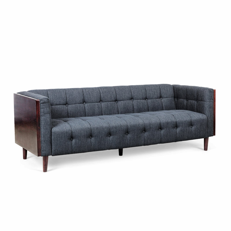 Canapé d'appoint à accoudoirs carrés de 89,75 po Davidjoe, Tissu gris anthracite