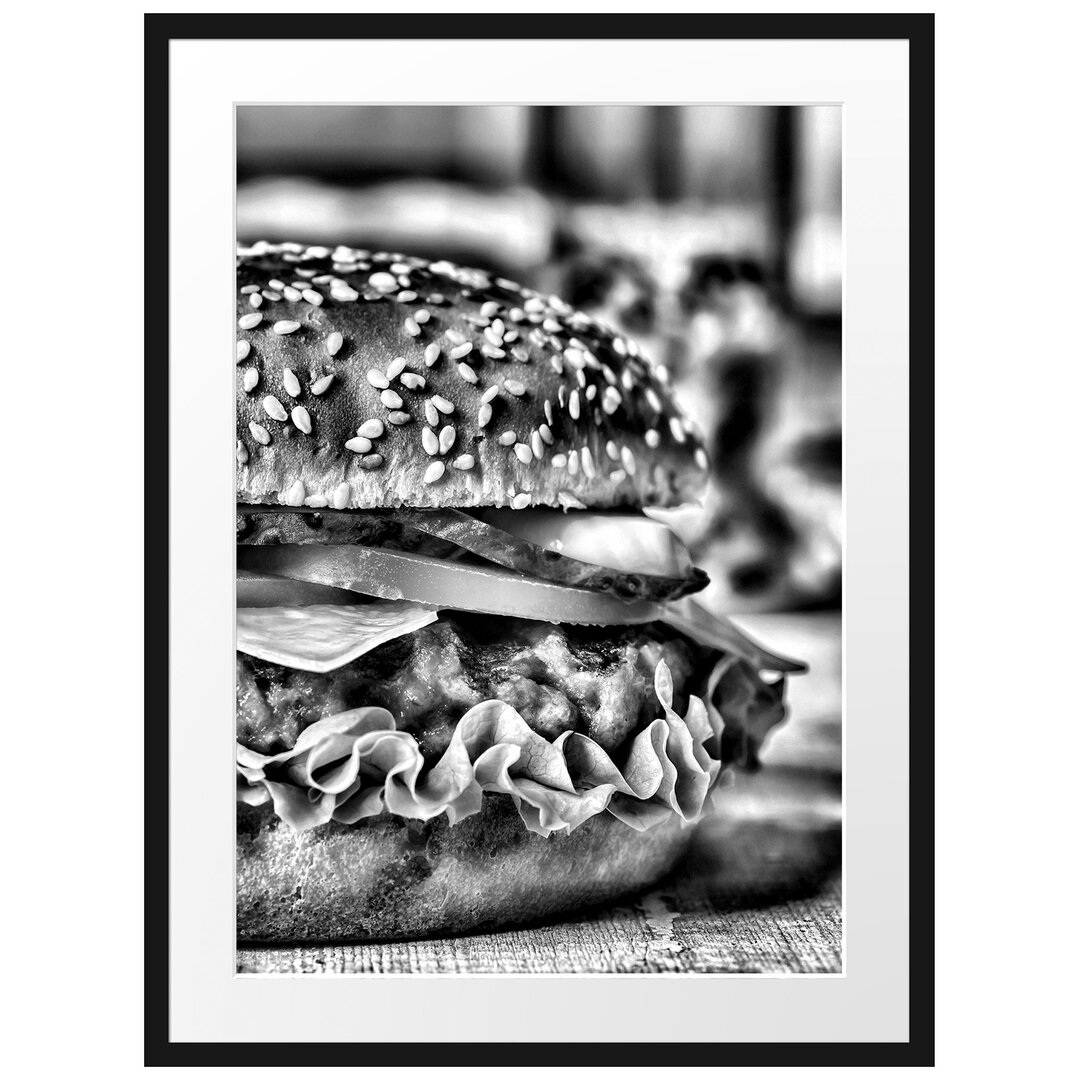 Gerahmtes Poster Burger Hamburger Fast