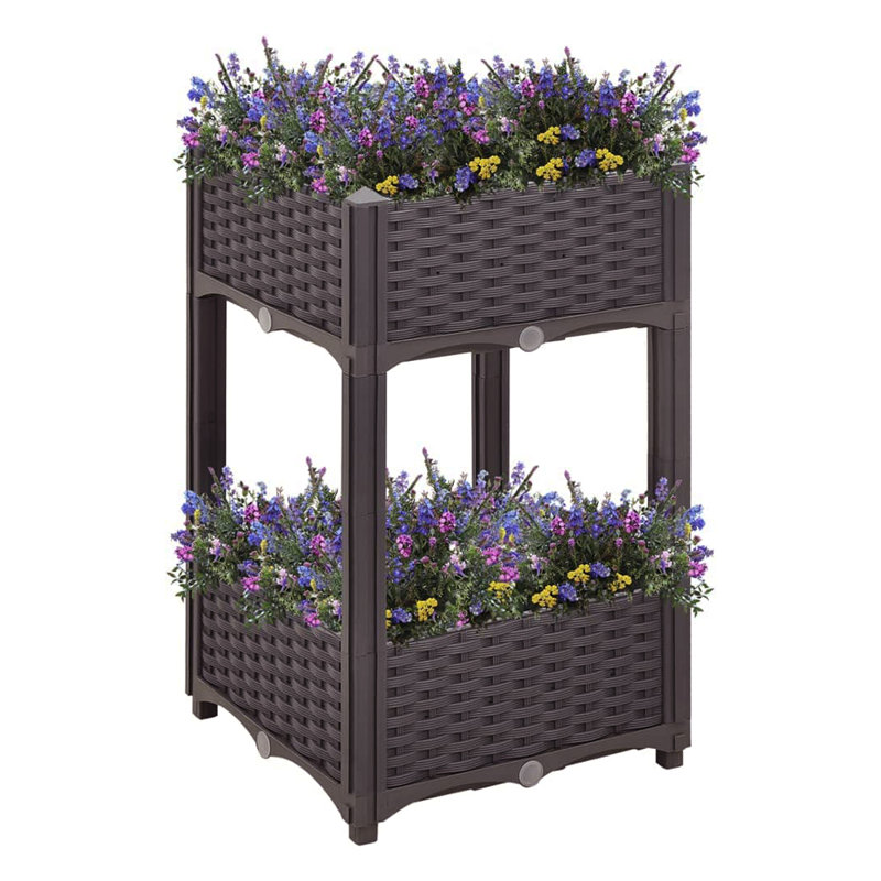 Boîte à fleurs surélevée avec rotin Tathan, 27.7" H x 15.7" W x 15.7" D