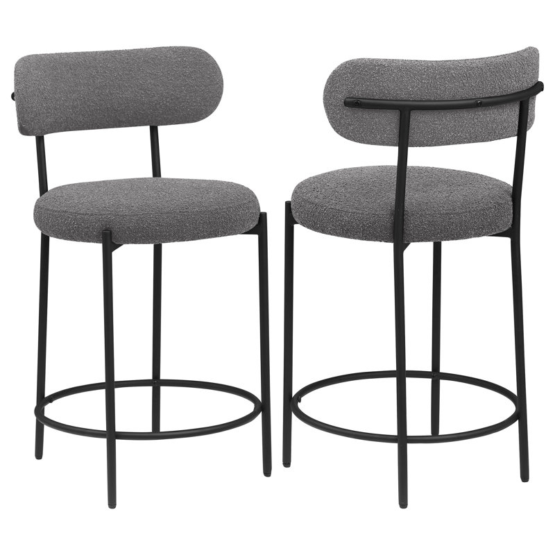 Ensemble de 2 chaises de comptoir rembourrées Boucle, Gris